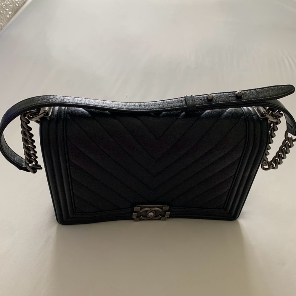 Chanel Boy Bag Black Silver Medium